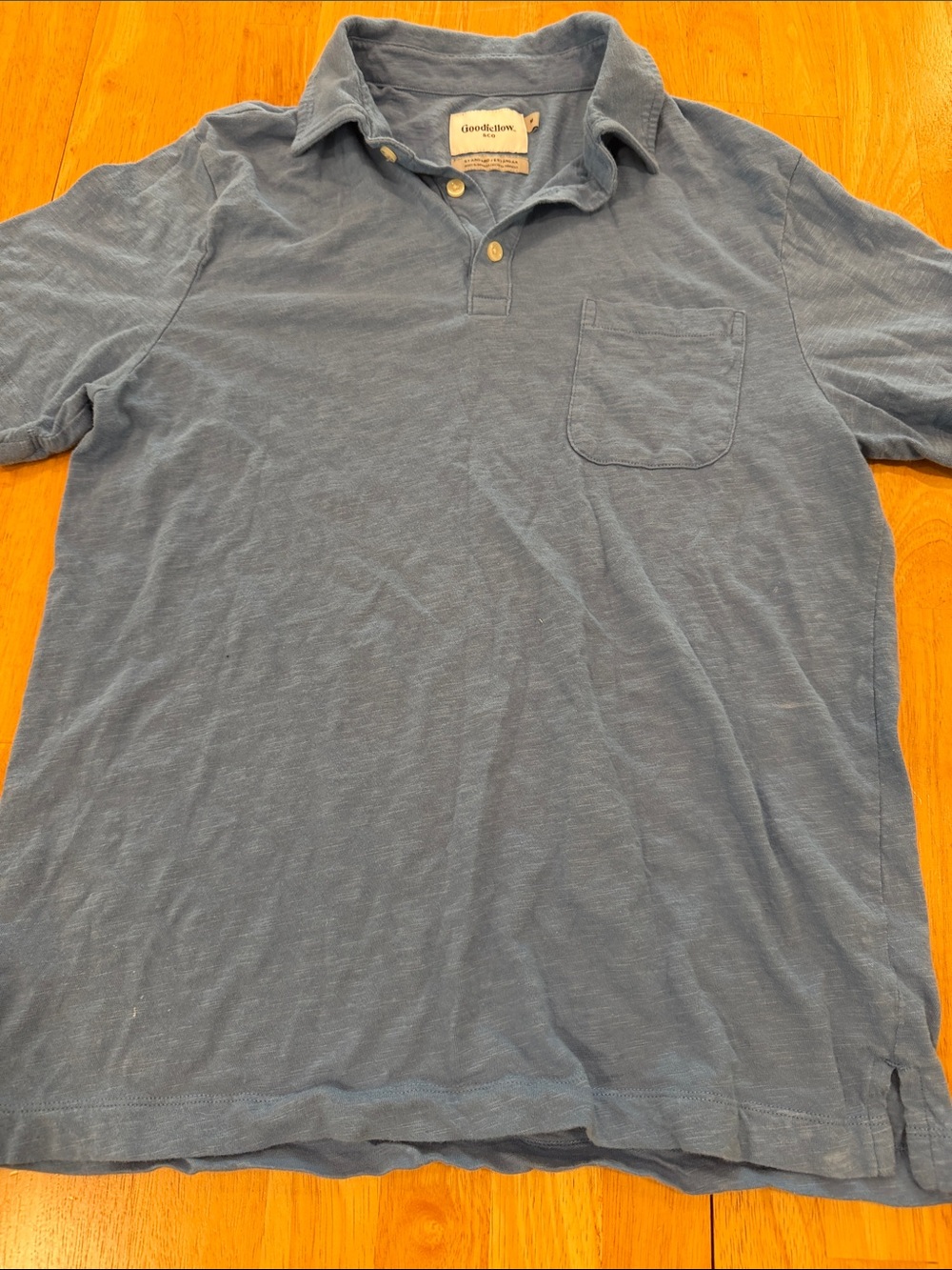 Goodfellow & Co Men’s Washed Blue Short-Sleeve Polo with Pocket